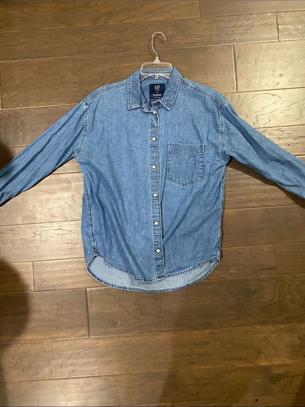 GAP Women's Blue Denim Button-Down Shirt